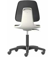 Bimos Arbeitsstuhl Labsit 2, K-Leder weiß Sitzhöhe 450-650 mm, mit Rollen