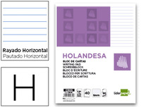 BLOC DE CARTAS ENCOLADO HOLANDESA (RAYADO HORIZONTAL / 40 HOJAS DE 60 GR) DE LIDERPAPEL