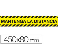 CINTA ADHESIVA DE SEÑALIZACION MANTENGA LA DISTANCIA DE SEGURIDAD PVC 165 MC 450X80 MM