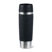 EMSA Travel Mug Waves Grande 500 ml Noir, Acier inoxydable
