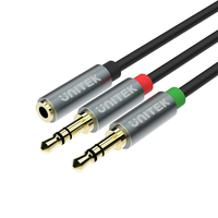 UNITEK Y-C957ABK kabel audio 0,2 m 3.5mm 2 x 3.5mm Czarny, Szary