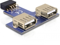 DeLOCK 9-pin 2.54 mm/2 x USB 2.0 1 x 9-pin 2.54 mm 2 x USB 2.0-A Schwarz, Blau, Silber