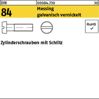 DIN 84 Messing M 6 x 20 vernickelt Ms Ni VE=K