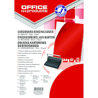 Okładki do bindowania OFFICE PRODUCTS, karton, A4, 250gsm, błyszczące, 100szt., czerwone