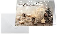 sigel Weihnachtskarte "Beige Christmas Candle", A6 quer (A5) (8204382)