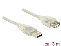 Delock Verlängerungskabel USB 2.0 Typ-A St. > USB 2.0 Typ-A Bu. 3 m transparent