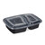 Relaxdays Meal Prep Boxen, 10er Set, 2 Fächer, mikrowellengeeignet, 800 ml, Kunststoff Essensbox mit Deckel, schwarz