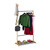 Relaxdays Kleiderständer Bambus & Metall, Kleiderstange mit Schuhablage, 6 Haken, HBT: 168 x 80 x 38 cm, natur/schwarz