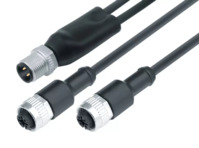 Sensor-Aktor Kabel, M12-Kabelstecker, gerade auf 2 x M12-Kabeldose, gerade, 4-po