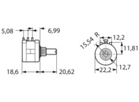 Präzisionspotentiometer, 10 Umdrehungen, 10 kΩ, 2 W, linear, Lötöse, 3590S-6-103