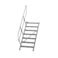 Treppe 45° Stufenbreite 800 mm, 7 Stufen, Aluminium geriffelt