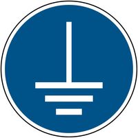 ISO Safety Sign - Connect an , earth terminal to the ground ,