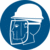 Sicherheitskennzeichnung - Helm und Gesichtsschutz tragen, Blau, 10 cm, B-7527