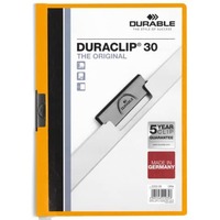 Klemm-Mappe DURACLIP® Original 30, Hartfolie, bis 30 Blatt, transparent/orange DURABLE 2200 09