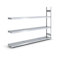 Wide span boltless shelving unit, zinc plated