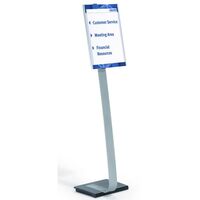 Floor stand with notice panel
