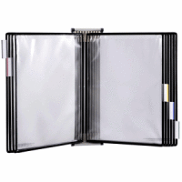 Wandsichttafelsystem A4 grau Metall seitl. offen mit 10 Sichttafeln schwarz