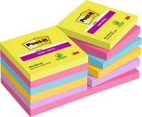 Post-it® Super Sticky Notes, farbig, 76 mm x 76 mm, 12 Blöcke á 90 Blatt