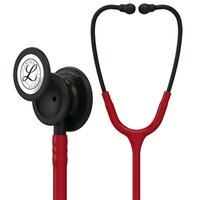 3M™ Littmann® Classic III™ Stethoskop zur Überwachung, Black-Edition Bruststück, Schlauchanschluss und Ohrbügel in Schwarz, burgunderroter Schlauch, 69 cm, 5868
