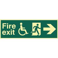 Disabled Fire Exit Man Running Arrow Right Sign