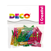 Mollettine mini - in legno - colori neon - 25 mm - Deco - conf. 45 pezzi