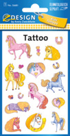 Kinder Tattoos, Tattoofolie, Pferde, bunt, 17 Aufkleber