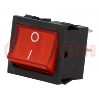ROCKER; DPST; Pos: 2; ON-OFF; 6A/250VAC; red; neon lamp; 35mΩ
