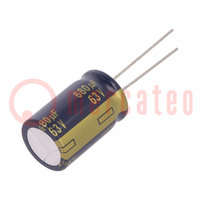 Capacitor: electrolytic; low ESR; THT; 680uF; 63VDC; Ø16x25mm; ±20%