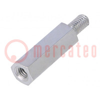 Screwed spacer sleeve; 20mm; Int.thread: M4; Ext.thread: M4; steel