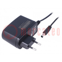 Power supply: switched-mode; mains,plug; 12VDC; 1.25A; 15W; 84.28%
