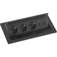 Produktbild zu EVOline Flip Top Push DATA M 3xSchuko + 2x USB-töltő + fekete