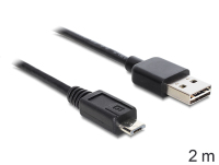 DeLOCK EASY-USB 2.0-A - USB 2.0 micro-B, 2m USB-kabel USB A Micro-USB B Zwart