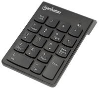 Manhattan Numeric Keypad, Wireless (2.4GHz), USB-A Micro Receiver, 18 Full Size Keys, Black, Membrane Key Switches, Auto Power Management, Range 10m, AAA Battery (included), Win...