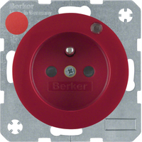 Berker Steckdose mit Schutzkontaktstift und Kontroll-LED R.1/R.3 rot, glänzend