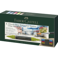 Faber-Castell 160308 markeerstift 5 stuk(s) Blauw, Bruin, Groen, Lichtblauw, Rood Borstelpunt