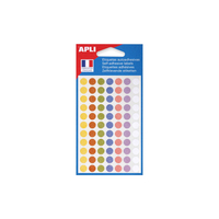 APLI 102147 étiquette auto-collante Rond Permanent Bleu, Marron, Vert, Rose, Blanc