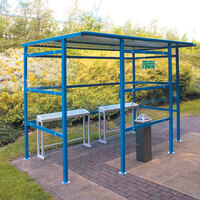 Traditional Smoking Shelter - 9 People - Clear Perspex - Blue