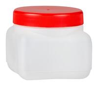 Weithals-Vierkantflasche HDPE 250 ml, Deckel rot