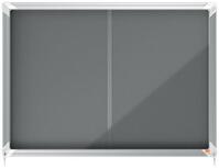 Nobo Premium Plus Grey Felt Lockable Notice Board with Sliding Door 8xA4