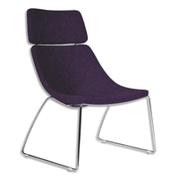 Chauffeuse Dan à dossier haut en tissu violet BN25 avec piètement fil chrome - produit supprimé à épuisement du stock