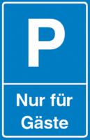 Parkplatzschild - P, Nur für Gäste, Weiß/Blau, 25 x 15 cm, Folie, Spitz
