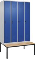 Garderobenschrank CLASSICB1200xT500xH2120 mm RAL 7035/5010, 4 Abteile mit unterg