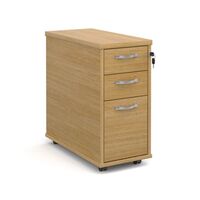 Express office tall mobile pedestal drawers - narrow width, oak