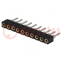 Socket; pin strips; female; PIN: 10; low profile,turned contacts
