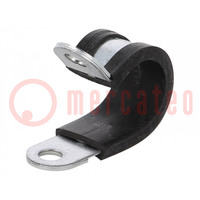 Fixing clamp; ØBundle : 13mm; W: 15mm; steel; Ømount.hole: 6.4mm