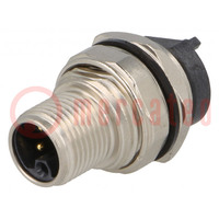 Connector: M12; contact; PIN: 5; mannelijk; code L-Power; THT; recht