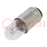Filament lamp: Midget; S5,7s; 28VDC; 40mA; Bulb: T1 3/4; Ø: 6mm