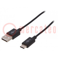 Kabel; USB 2.0; USB A-Stecker,USB C-Stecker; 1m; schwarz; Ader: Cu
