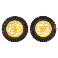 Wheel; yellow-black; Shaft: two sides flattened; push-in; Ø: 80mm