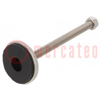 Foot; rigid,with lever; Base dia: 55mm; M12; stainless steel